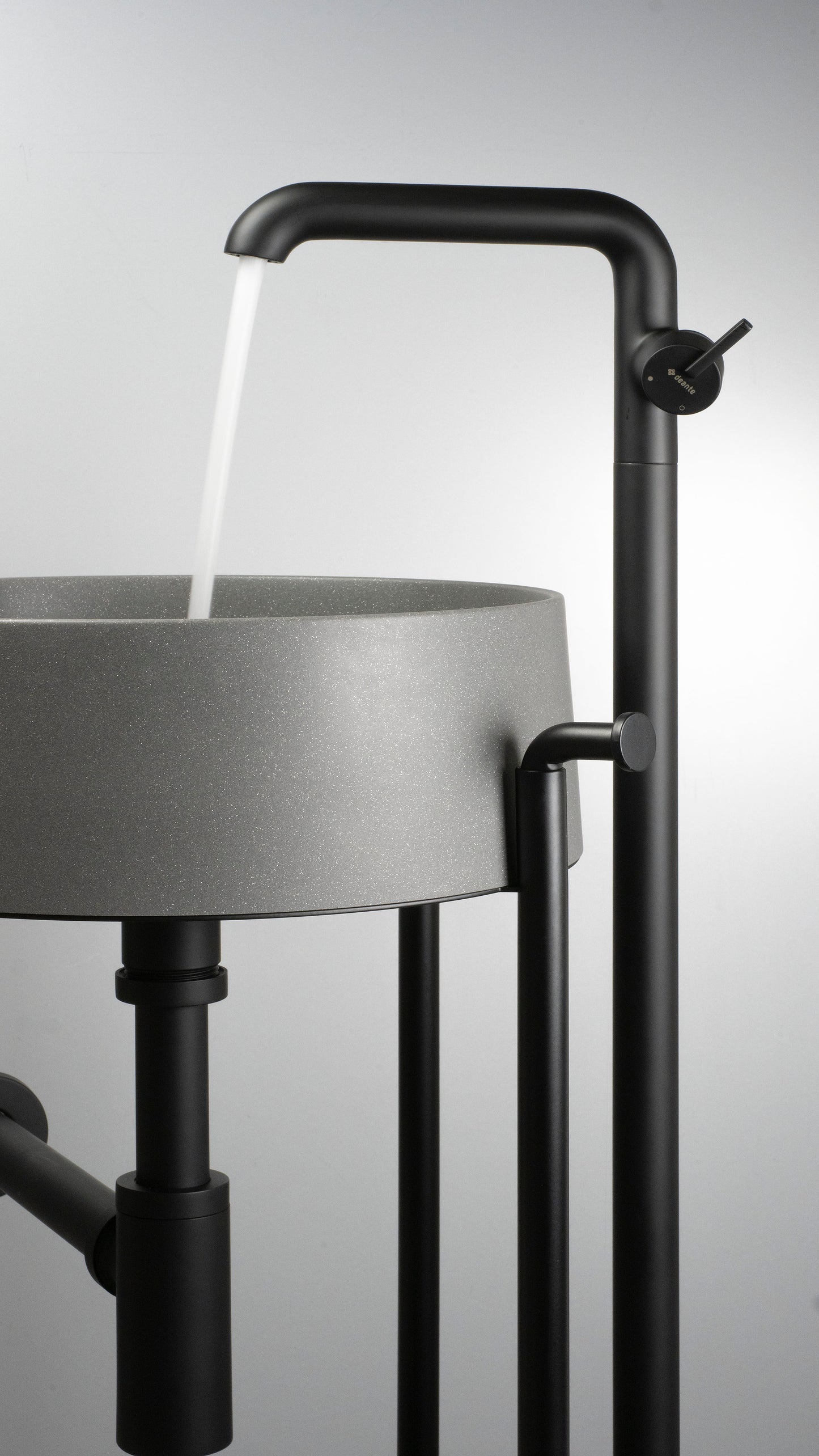 Deante SILIA Granit-Aufsatzwaschbecken rund Ø 36 cm Anthrazit Metallic