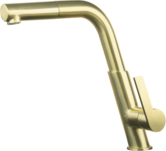 Deante SILIA Design-Küchenarmatur mit ausziehbarer Handbrause Gold gebürstet