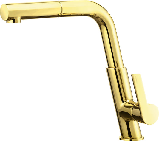 Deante SILIA Design-Küchenarmatur mit ausziehbarer Handbrause Gold
