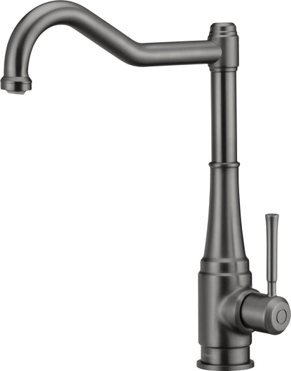 Deante TAMIZO Retro-Spültischarmatur mit Schwanenhals-Auslauf Nostalgie-Design Titanium