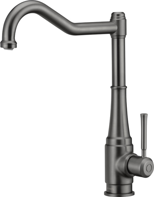 Deante TAMIZO Retro-Spültischarmatur mit Schwanenhals-Auslauf Nostalgie-Design Titanium