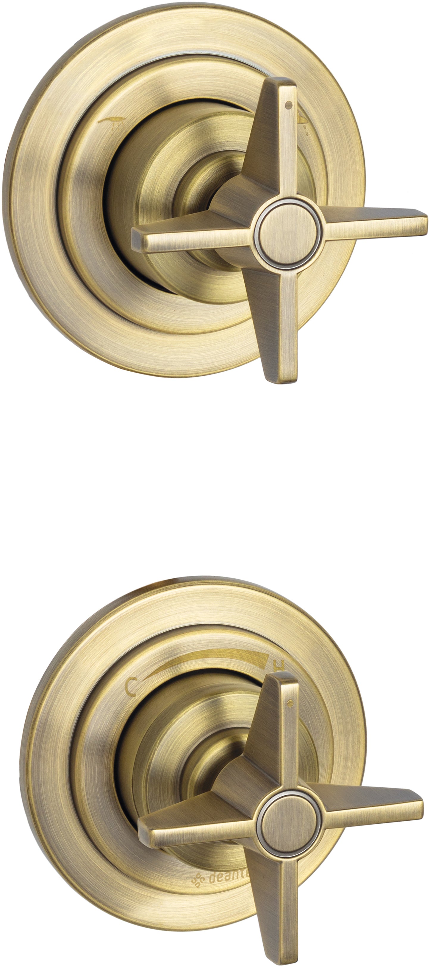 Deante TEMISTO Unterputz-Duscharmatur mit 2 Reglern Retro-Look Messing