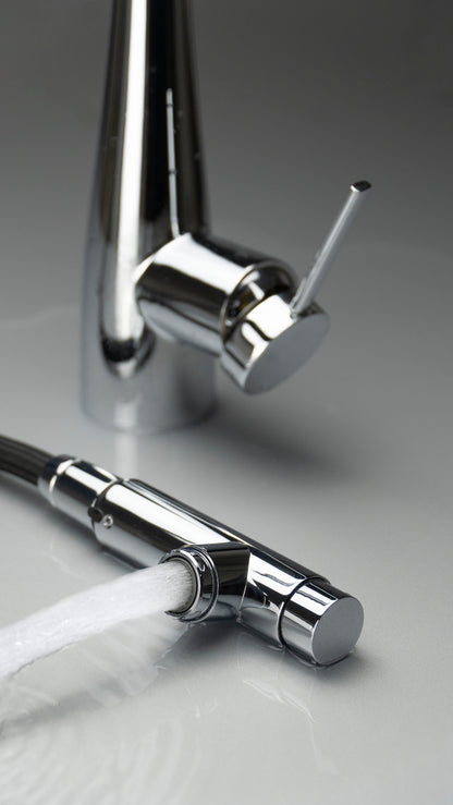 Deante ERIDAN Küchenarmatur mit Wasserfilteranschluss ausziehbar mit Brause Chrom