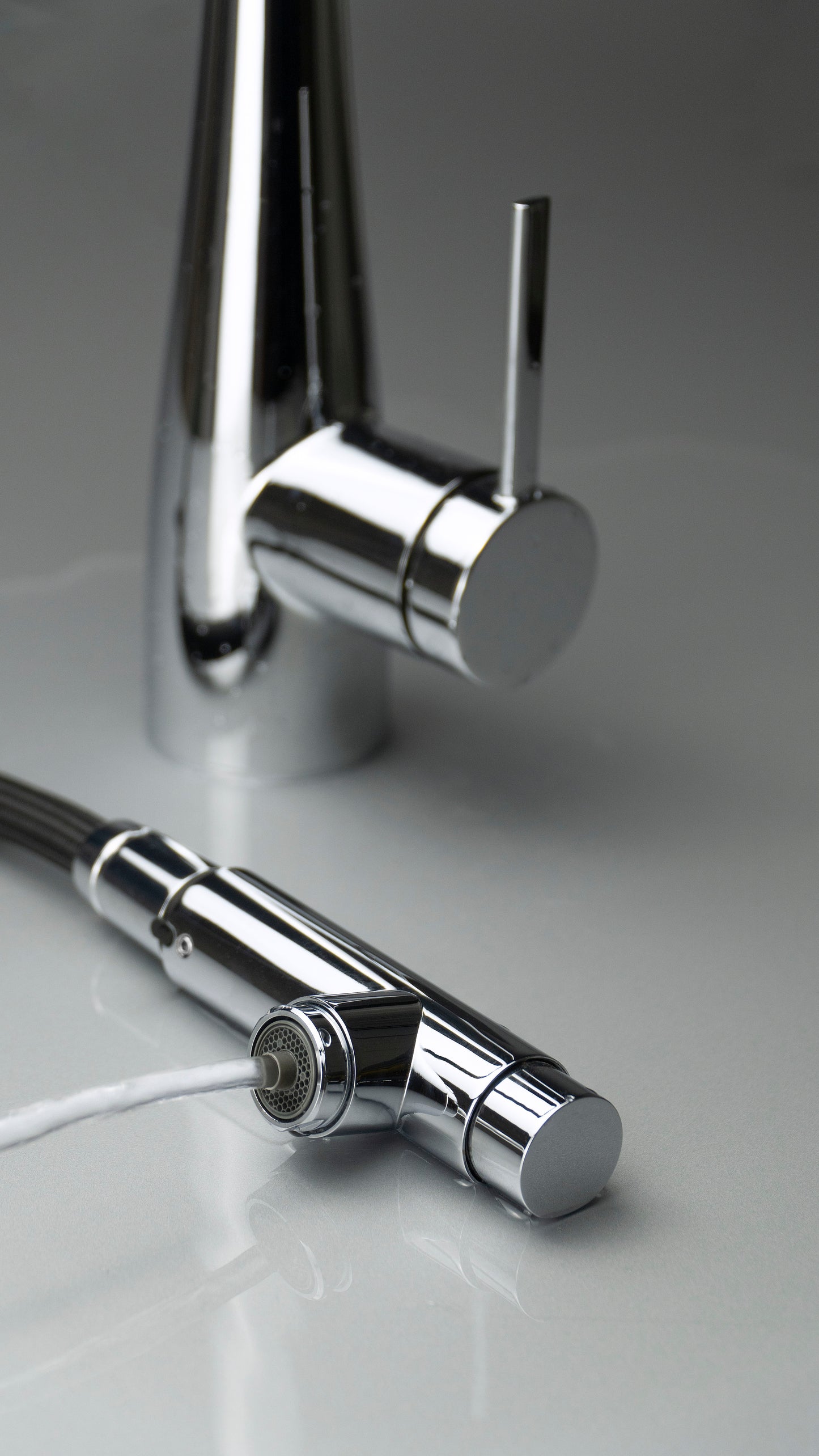 Deante ERIDAN Küchenarmatur mit Wasserfilteranschluss ausziehbar mit Brause Chrom
