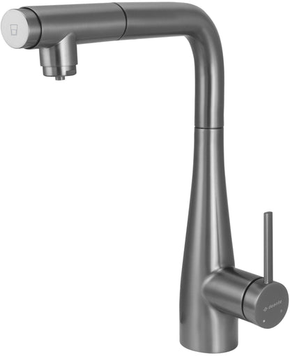 Deante ERIDAN Küchenarmatur mit Wasserfilteranschluss ausziehbar mit Brause Titanium