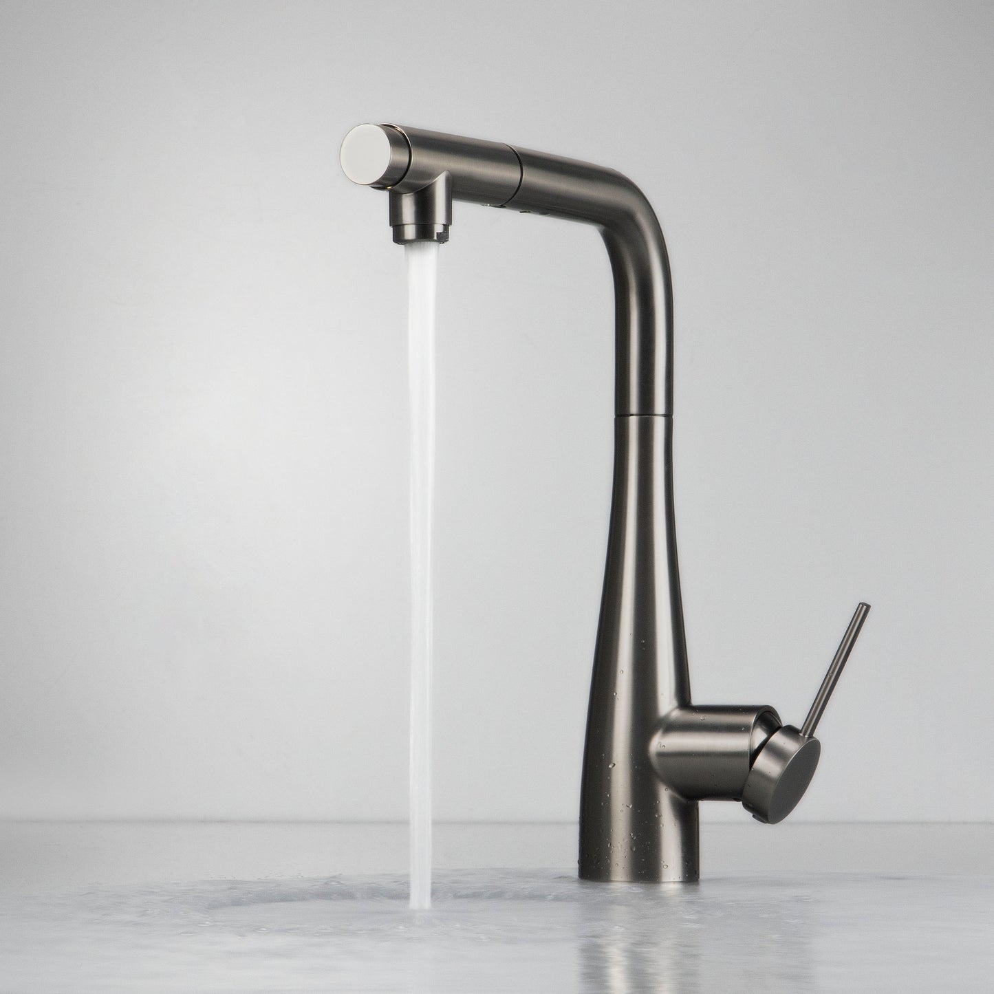 Deante ERIDAN Küchenarmatur mit Wasserfilteranschluss ausziehbar mit Brause Titanium