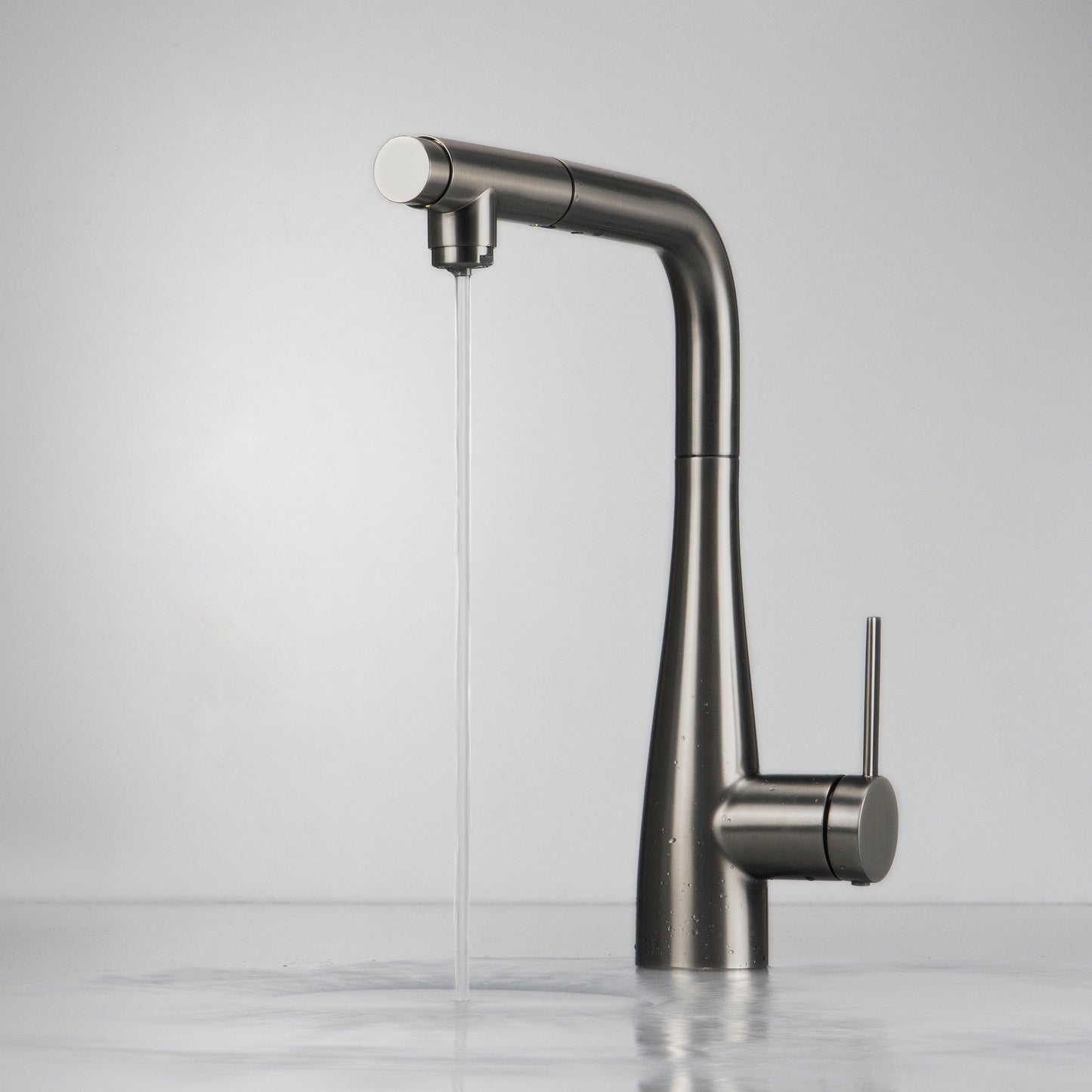 Deante ERIDAN Küchenarmatur mit Wasserfilteranschluss ausziehbar mit Brause Titanium