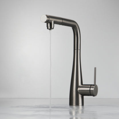 Deante ERIDAN Küchenarmatur mit Wasserfilteranschluss ausziehbar mit Brause Titanium