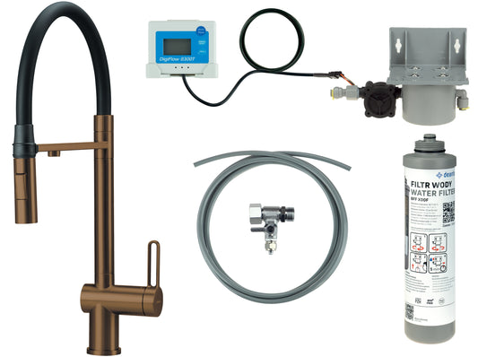 Deante MAGNETIC 3-Wege Küchenarmatur mit Filtersystem magnetisch Bronze gebürstet