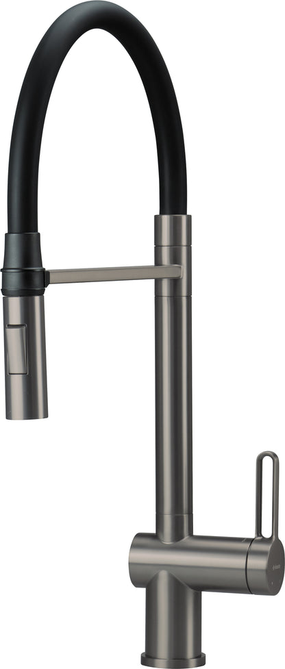 Deante MAGNETIC Spültischarmatur magnetische Brause (2-in-1) hoher Bogen Titanium