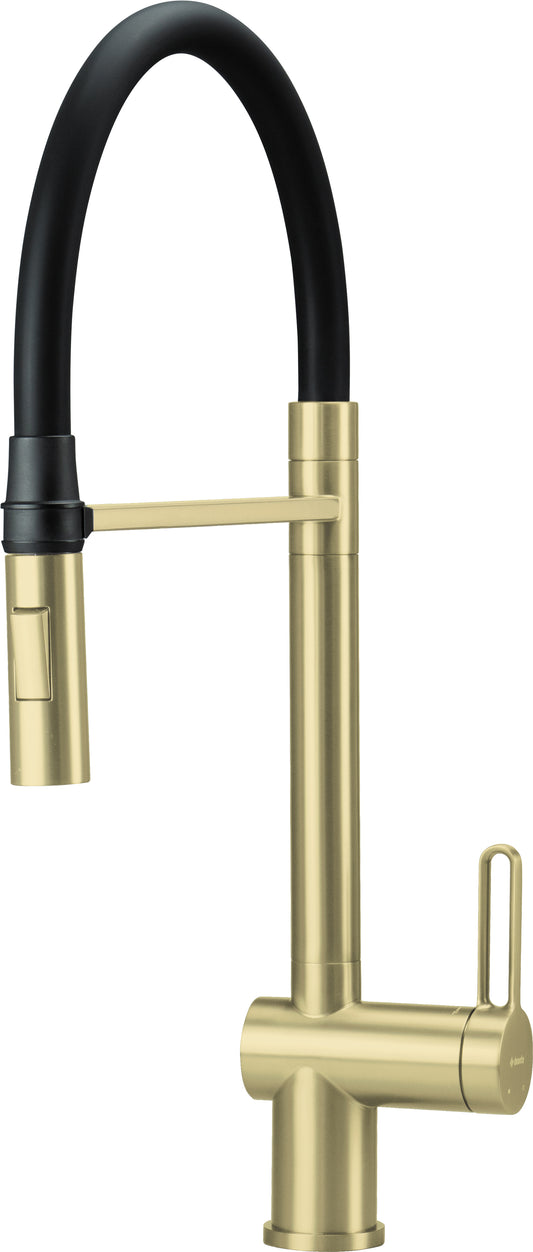 Deante MAGNETIC Spültischarmatur magnetische Brause (2-in-1) hoher Bogen Gold gebürstet