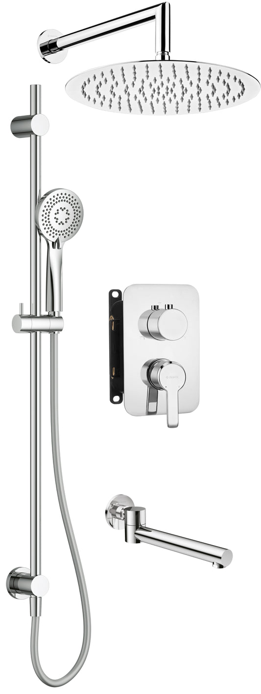 Deante ARNIKA Unterputz-Duschset mit Mischbox & Duschstange rund Chrom