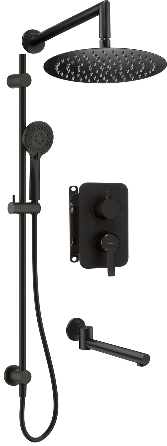 Deante ARNIKA Unterputz-Duschset mit Mischbox & Duschstange rund Schwarz