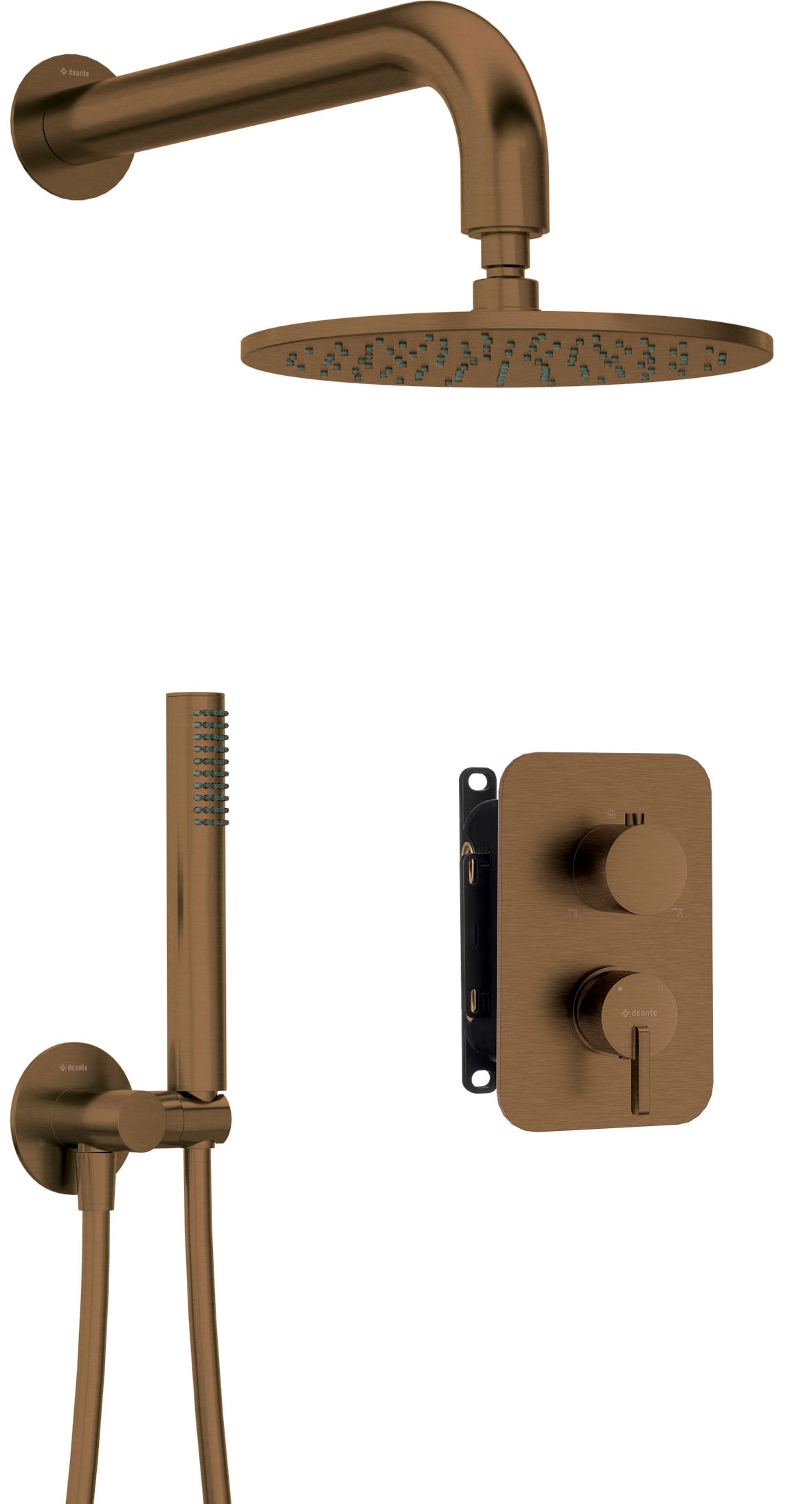 Deante SILIA Unterputz-Duschsystem mit Mischbox Duschkopf rund Bronze gebürstet