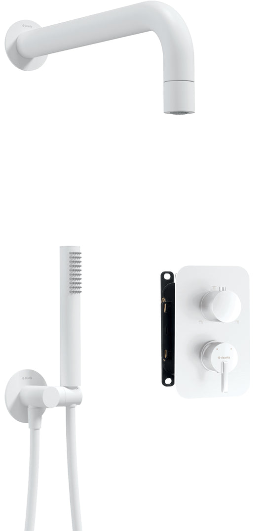 Deante SILIA Unterputz-Duschsystem mit Mischbox Kegelstrahl-Brause Weiß