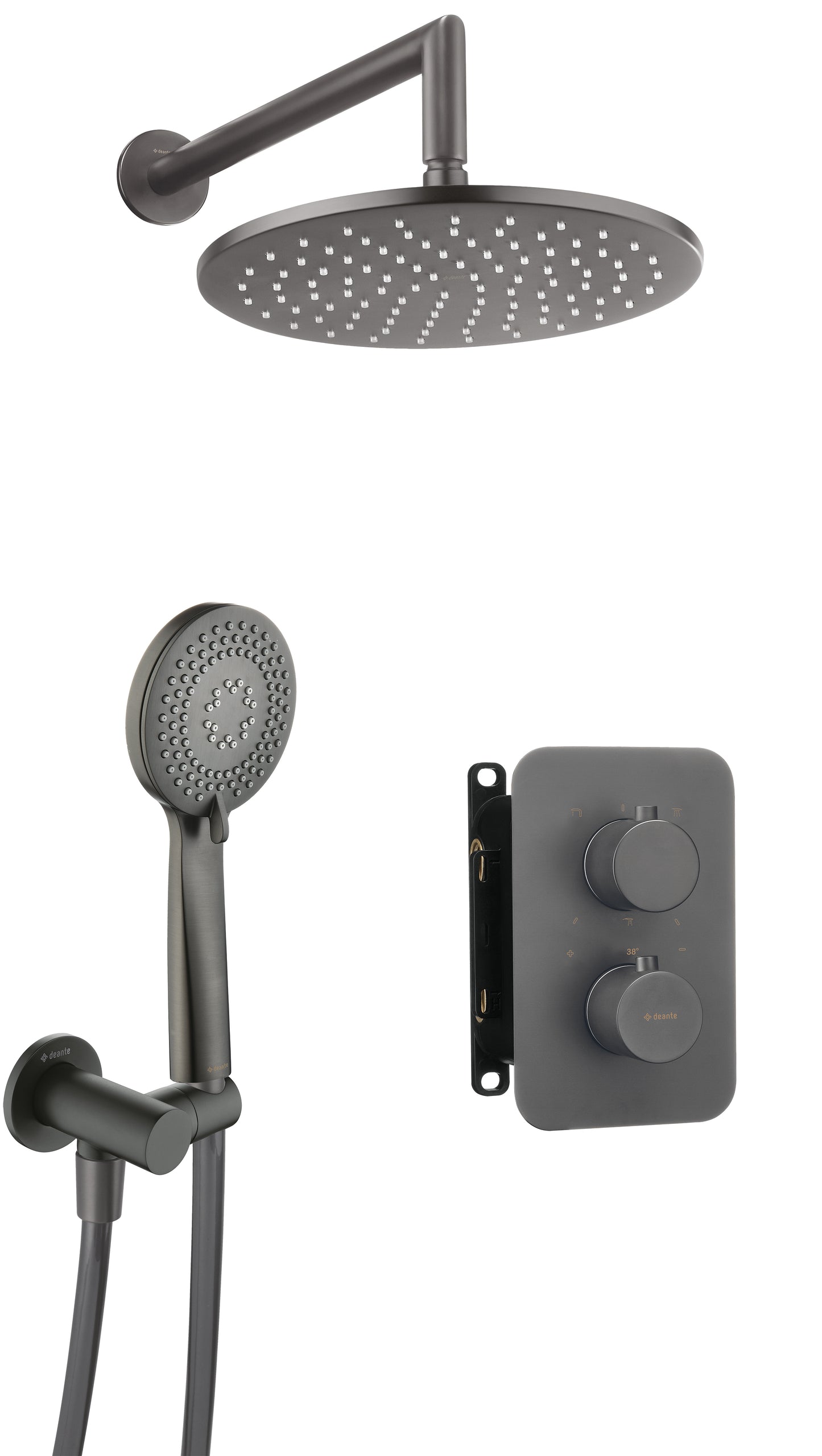 Deante THERM Unterputz-Duschset mit Mischbox und Regendusche rund Titanium