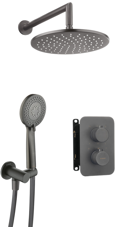 Deante THERM Unterputz-Duschset mit Mischbox und Regendusche rund Titanium