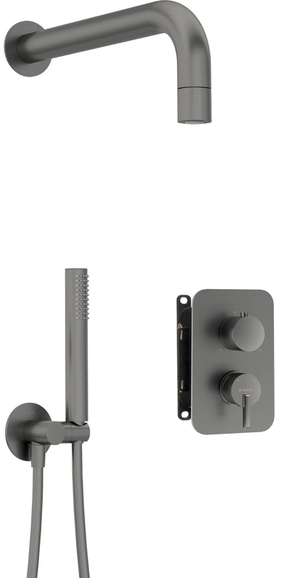 Deante SILIA Unterputz-Duschsystem mit Mischbox Kegelstrahl-Brause Titanium