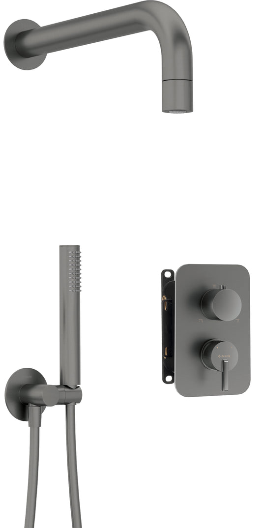Deante SILIA Unterputz-Duschsystem mit Mischbox Kegelstrahl-Brause Titanium