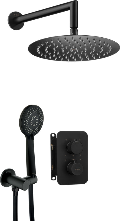 Deante THERM Unterputz-Duschset mit Mischbox und Regendusche rund Schwarz