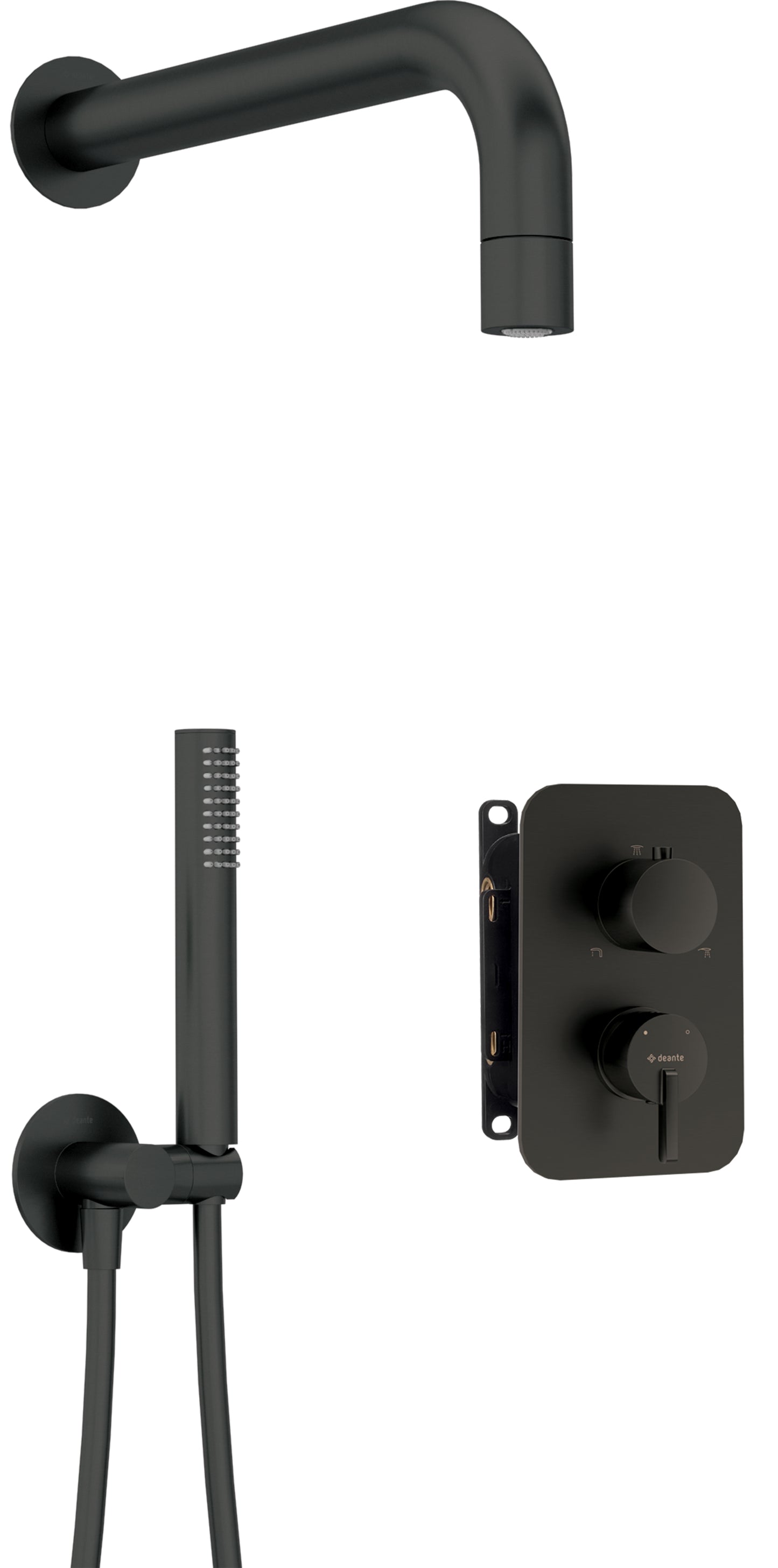 Deante SILIA Unterputz-Duschsystem mit Mischbox Kegelstrahl-Brause Schwarz