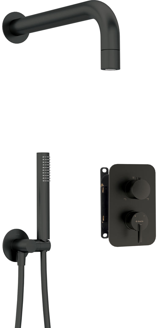 Deante SILIA Unterputz-Duschsystem mit Mischbox Kegelstrahl-Brause Schwarz