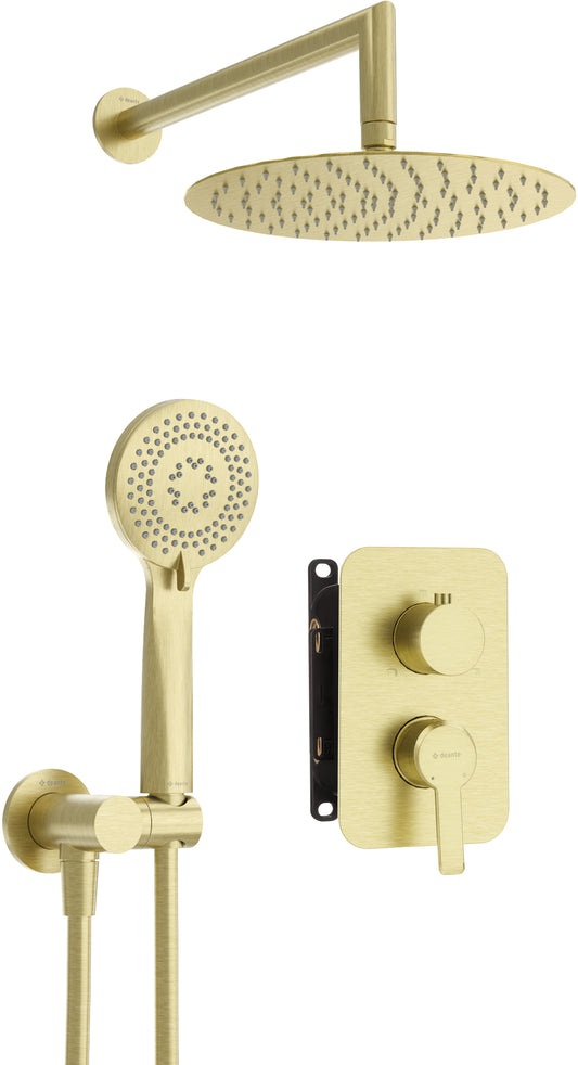 Deante ARNIKA Unterputz-Duschset mit Mischbox rund Gold gebürstet