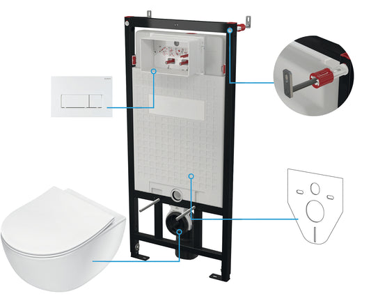 Deante PEONIA Unterputz-WC-Set mit Vorwandelement (6-in-1) Weiß-Weiß