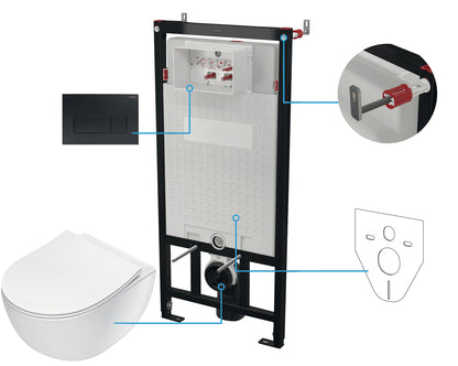 Deante PEONIA Unterputz-WC-Set mit Vorwandelement (6-in-1) Weiß-Schwarz