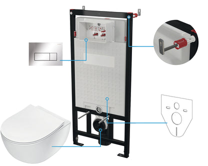 Deante PEONIA Unterputz-WC-Set mit Vorwandelement (6-in-1) Weiß-Chrom