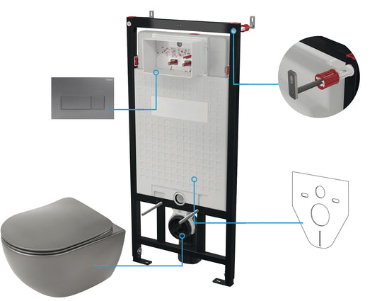 Deante PEONIA Unterputz-WC-Set mit Vorwandelement (6-in-1) Anthrazit-Titanium