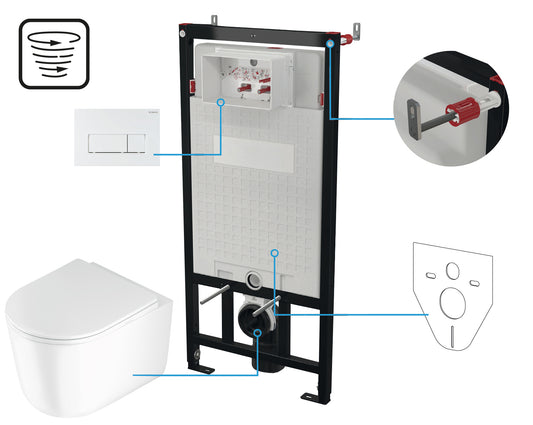 Deante JASMIN WC-Komplettset mit Unterputz-Vorwandelement (6-in-1) Weiß-Weiß