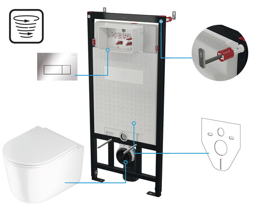 Deante JASMIN WC-Komplettset mit Unterputz-Vorwandelement (6-in-1) Weiß-Chrom