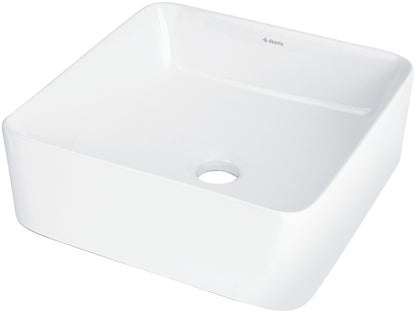 Deante JASMIN Aufsatzwaschbecken aus Keramik quadratisch 34,5 cm Weiß