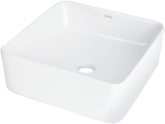 Deante JASMIN Aufsatzwaschbecken aus Keramik quadratisch 34,5 cm Weiß