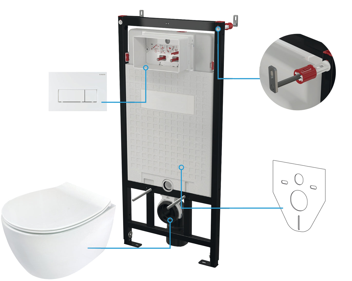 Deante SILIA Unterputz-WC-Set mit Vorwandelement (6-in-1) Weiß-Weiß