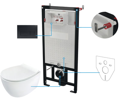 Deante SILIA Unterputz-WC-Set mit Vorwandelement (6-in-1) Weiß-Schwarz