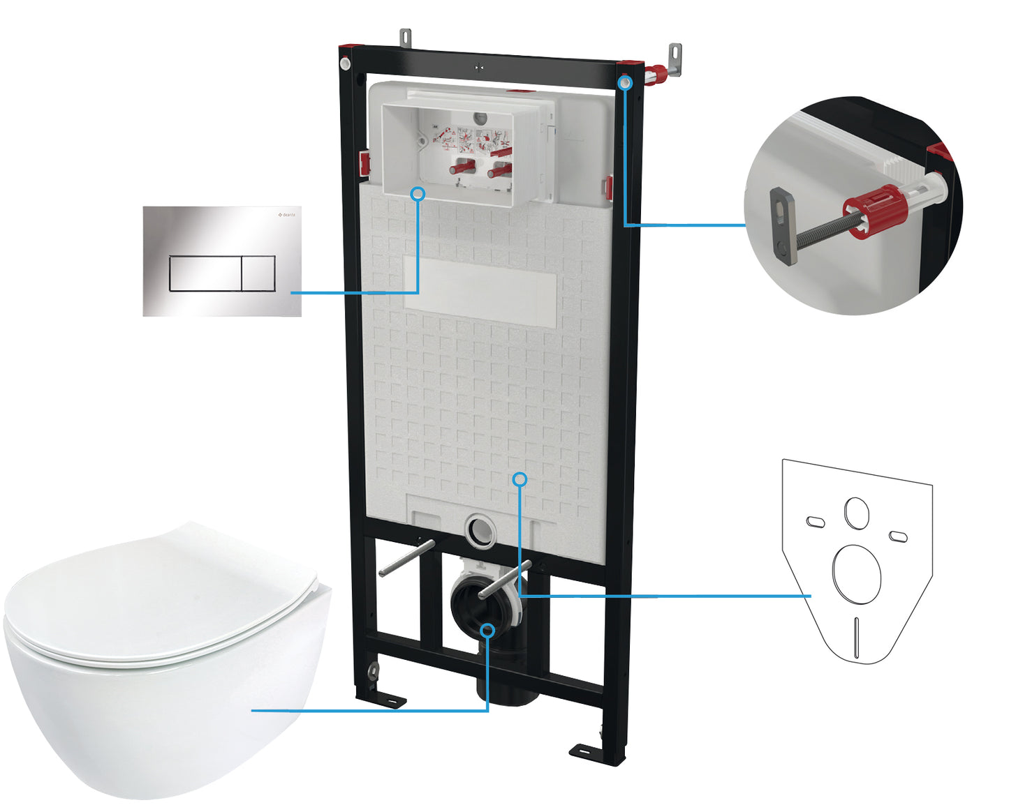 Deante SILIA Unterputz-WC-Set mit Vorwandelement (6-in-1) Weiß-Chrom