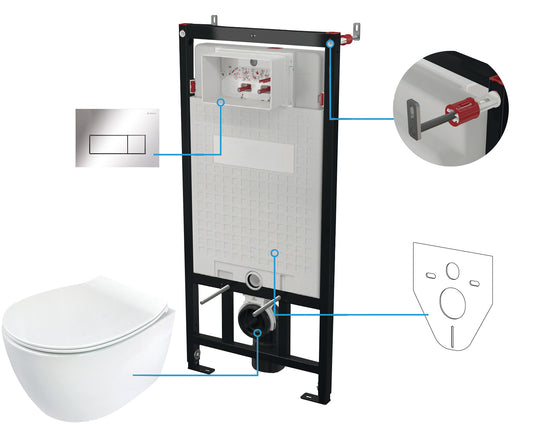 Deante SILIA Unterputz-WC-Set mit Vorwandelement (6-in-1) Weiß-Chrom