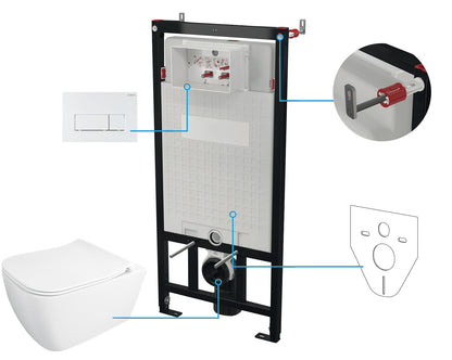 Deante HIACYNT WC-Komplettset mit Unterputz-Vorwandelement (6-in-1) Weiß-Weiß