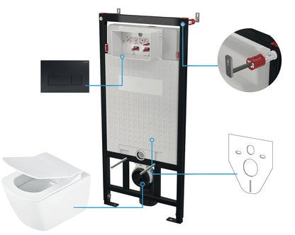 Deante BLUR WC-Komplettset Unterputz-Vorwandelement (6-in-1) Weiß-Schwarz