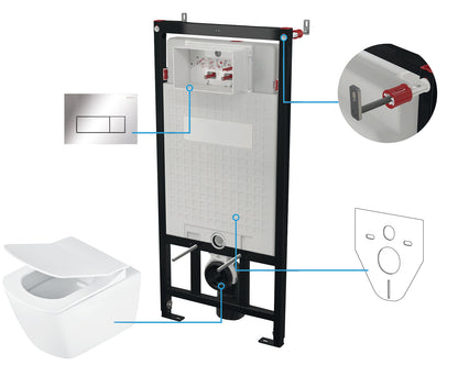 Deante BLUR WC-Komplettset Unterputz-Vorwandelement (6-in-1) Weiß-Chrom