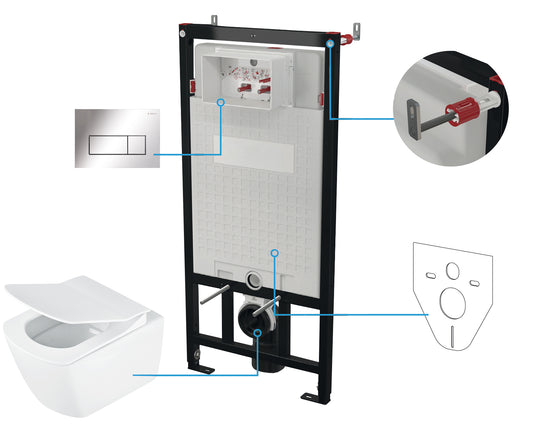 Deante BLUR WC-Komplettset Unterputz-Vorwandelement (6-in-1) Weiß-Chrom
