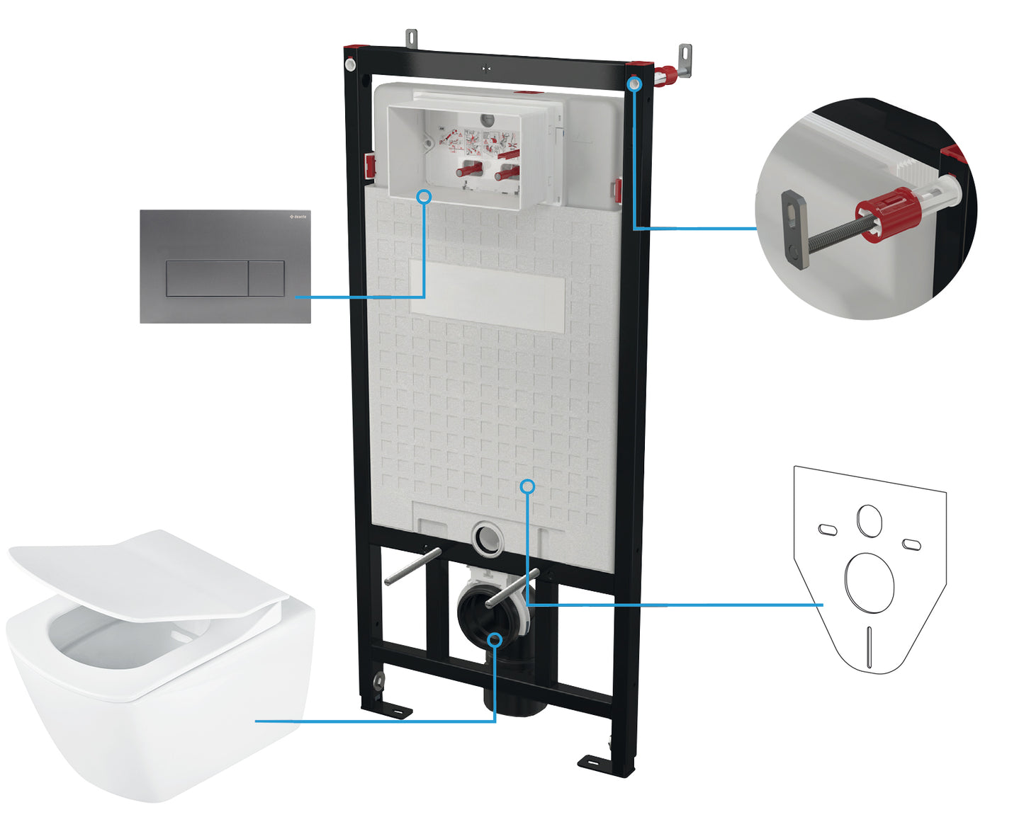Deante BLUR WC-Komplettset Unterputz-Vorwandelement (6-in-1) Weiß-Titanium