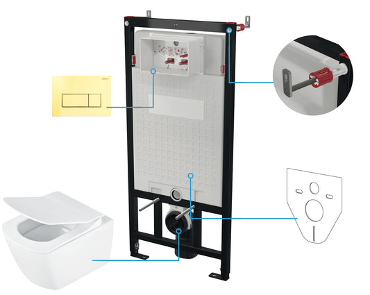 Deante BLUR WC-Komplettset Unterputz-Vorwandelement (6-in-1) Weiß-Gold