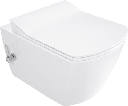 Deante BLUR Wand-WC mit Bidetfunkton & Mischarmatur spülrandlos mit Sitz Weiß-Chrom