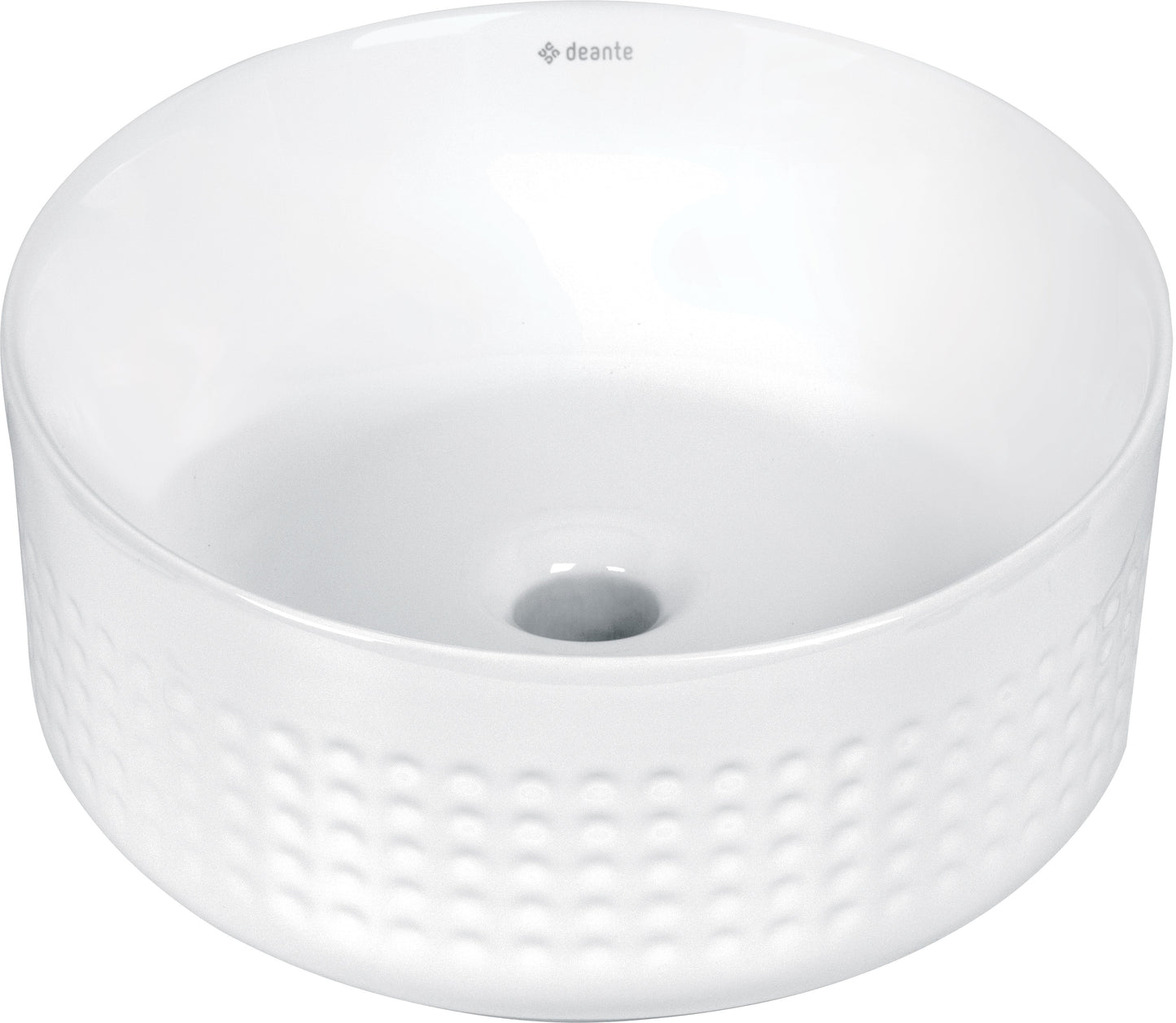 Deante SILIA HEXA Design-Aufsatzwaschtisch asymmetrisch rund Ø 36 cm Weiß