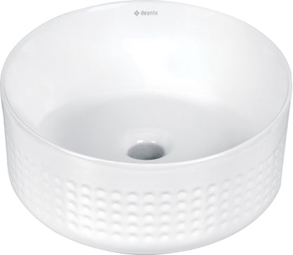 Deante SILIA HEXA Design-Aufsatzwaschtisch asymmetrisch rund Ø 36 cm Weiß