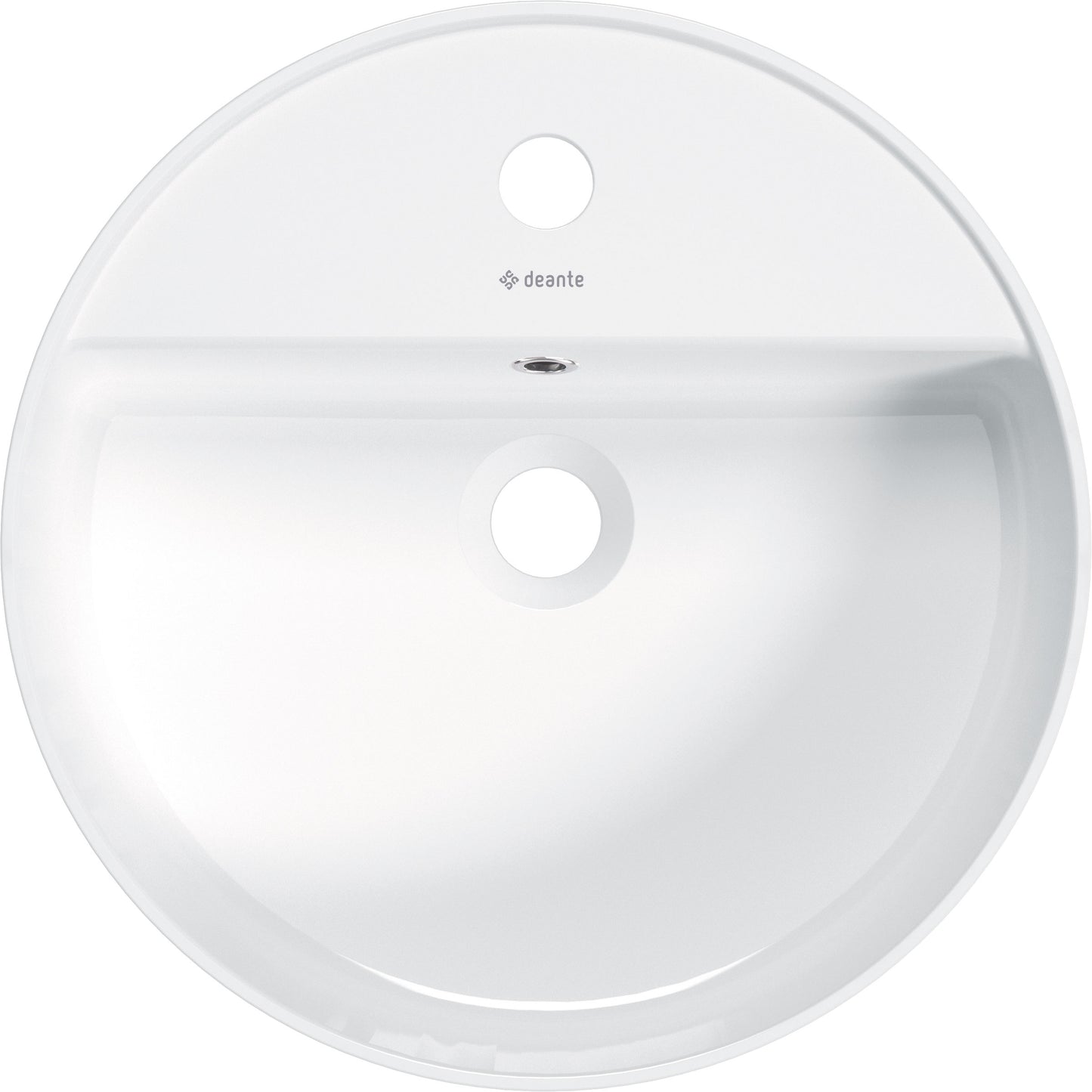 Deante ROUND Aufsatzwaschtisch mit Armaturenbank rund Ø 42 cm Weiß