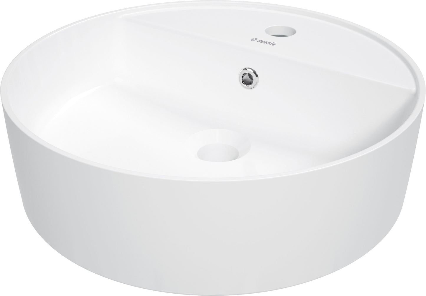 Deante ROUND Aufsatzwaschtisch mit Armaturenbank rund Ø 42 cm Weiß